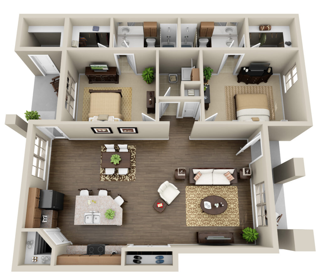 Floor plan of a apartment unit at Haverhill Place.